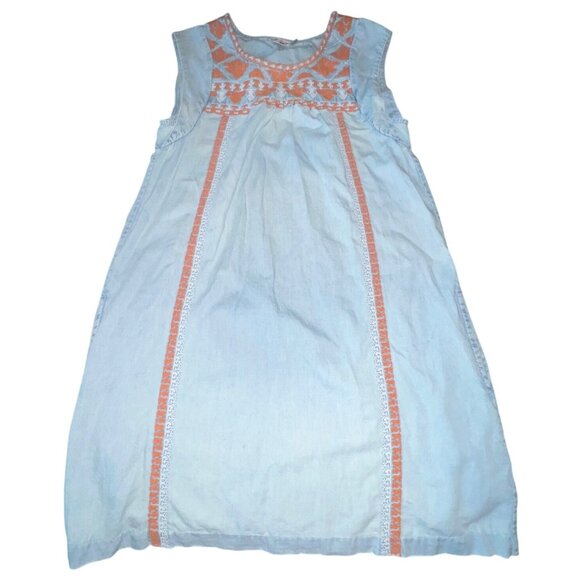 Faherty Queenie Embroidered Dress Chambray Blue XS Boho Cottage Core - Picture 3 of 9